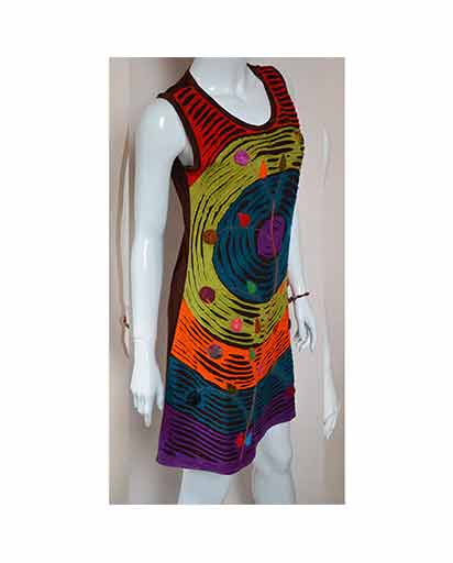 Handmade Cotton Boho Hippie Summer Dress - Short Length Scoop Neck - Nepal - GHERI