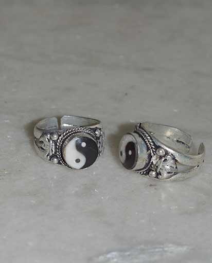 Yin Yang White Metal Rings