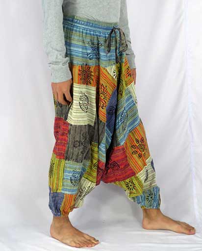 Stonewashed Patch Aladdin Trousers | Himalayan Exports