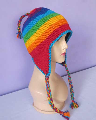 Hand Knitted Rainbow Woolen Hats