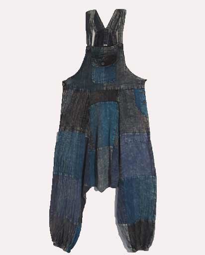 Stonewashed Patchwork Overalls