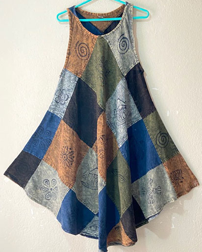 Loose Fit Round Neck Patchwork Dress