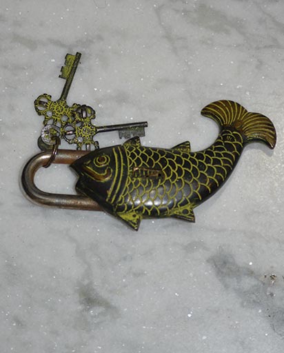 Antique Brass Iron Fish Lock
