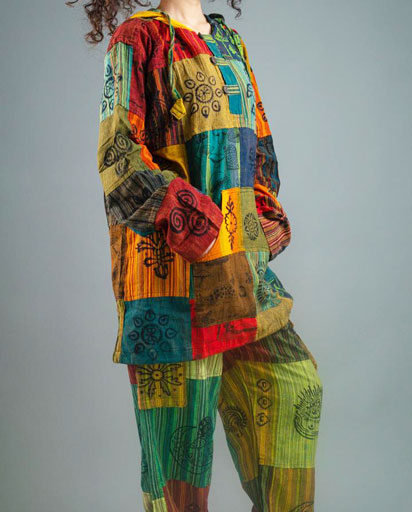 Nepalese-Hippie-Clothing,-Himalayan-Clothes